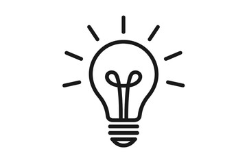Light Bulb Icon, Creative Idea Symbol, Innovation Concept, Brainstorming, Inspiration, Energy, Minimal Line Art, Modern Vector, Transparent Background, Business Solution, Technology, Success