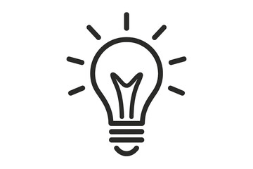 Light Bulb Icon, Creative Idea Symbol, Innovation Concept, Brainstorming, Inspiration, Energy, Minimal Line Art, Modern Vector, Transparent Background, Business Solution, Startup, Technology