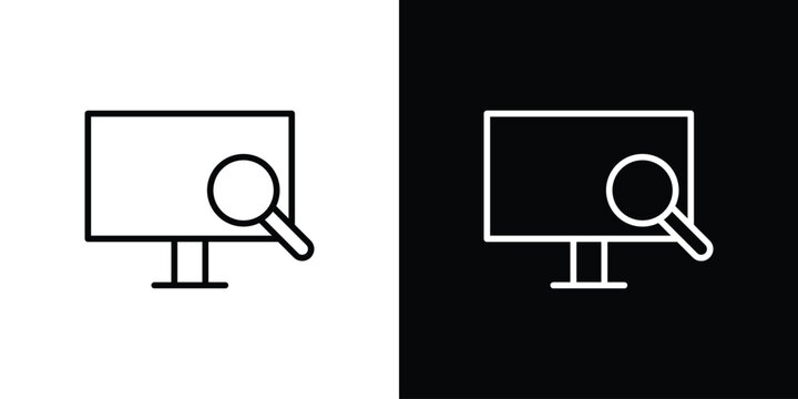 Search online icon pack with black and white editable stroke lines for graphic design work