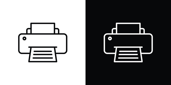 Print icon pack with black and white editable stroke lines for graphic design work