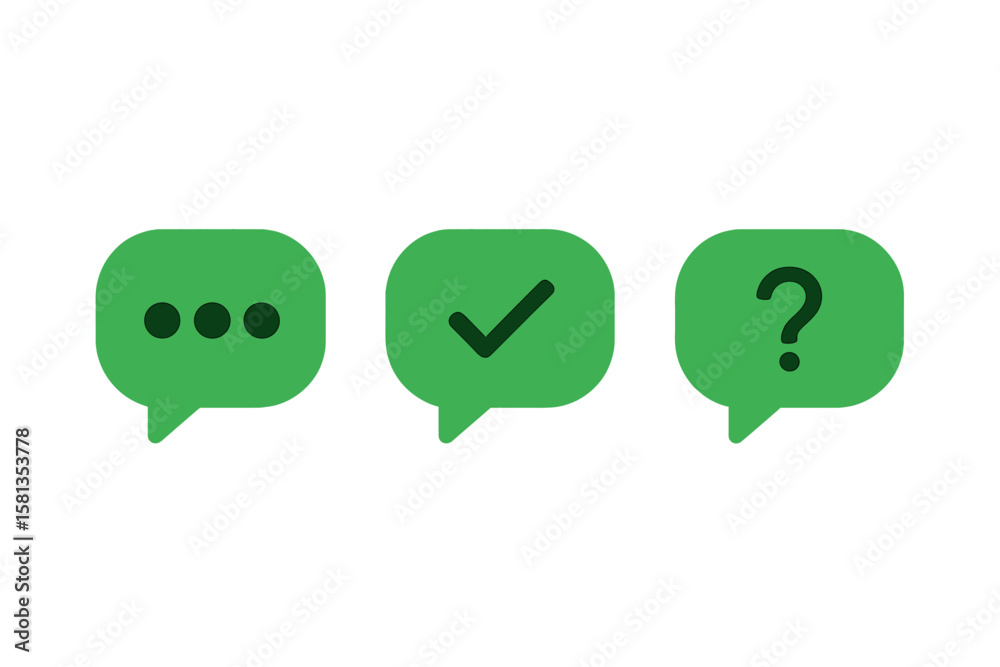 Poster speech bubble icon set for chat message status. communication symbol for app, website, ui element. t