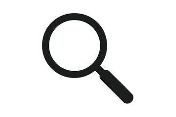 Magnifying Glass Search Icon Vector, Black Silhouette, Transparent Background, Minimalist Symbol, Web Interface, Find Tool, Zoom, Exploration, Digital UI, Isolated Clipart