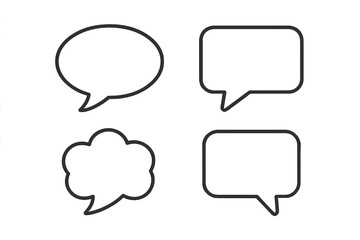 Set of Transparent Speech Bubbles Vector Illustrations, Chat Dialogue Icons, Messaging Conversation Bubbles, Communication Symbols, Social Media, Text Balloon Graphics