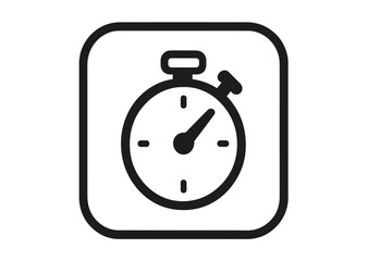 Obraz premium Stopwatch Icon Vector Button for Apps and Websites, Minimalist Timer Symbol, Black Outline, Transparent Background, Digital Time Management, User Interface, Mobile and Web Design