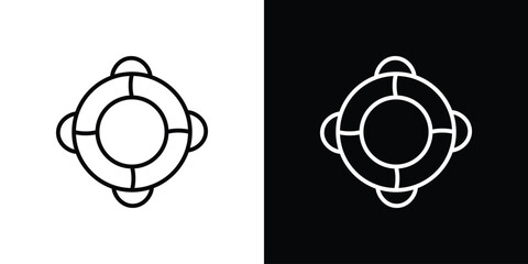 Life buoy icon pack with black and white editable stroke lines for graphic design work © Power
