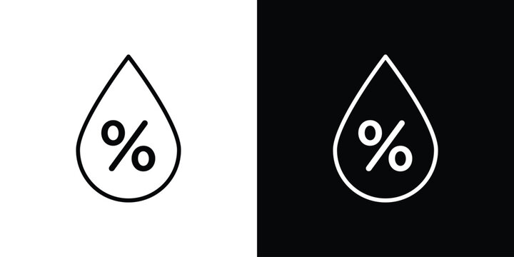 Humidity icon pack with black and white editable stroke lines for graphic design work