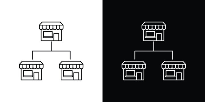 Franchise icon pack with black and white editable stroke lines for graphic design work