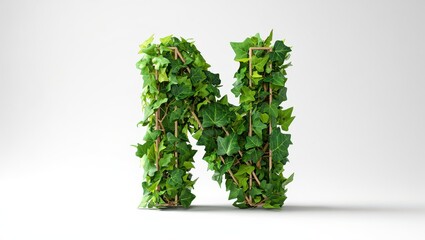 Obraz premium Green ivy letter n sculpture on a white background