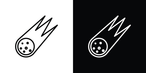Comet icon pack with black and white editable stroke lines for graphic design work © Power