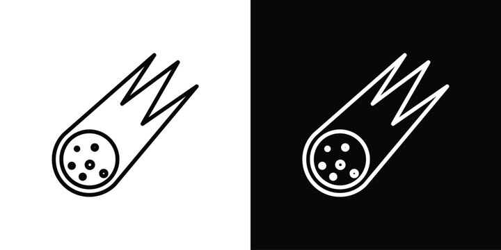 Comet icon pack with black and white editable stroke lines for graphic design work