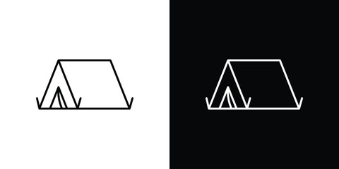 Camping icon pack with black and white editable stroke lines for graphic design work © Power