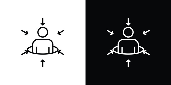 Centric consumer icon pack with black and white editable stroke lines for graphic design work
