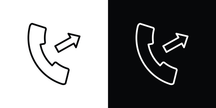 Call outgoing icon pack with black and white editable stroke lines for graphic design work