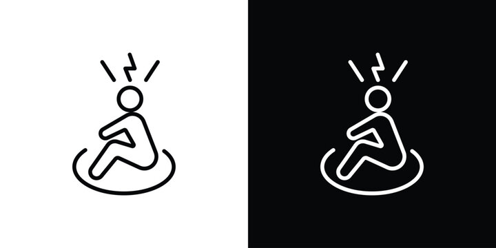 Anxiety or stress icon pack with black and white editable stroke lines for graphic design work