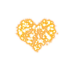Sparkling Orange Heart on Transparent Background
