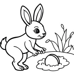 Rabbit line art coloring page 