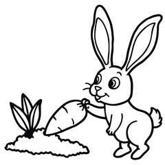 Rabbit line art coloring page 