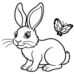 Rabbit line art coloring page 