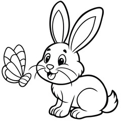 Rabbit line art coloring page 