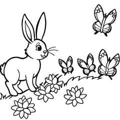 Rabbit line art coloring page 