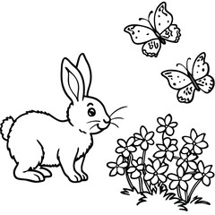 Rabbit line art coloring page 