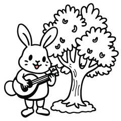 Rabbit line art coloring page 