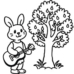 Rabbit line art coloring page 