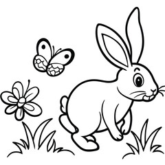 Rabbit line art coloring page 