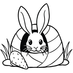 Rabbit line art coloring page 