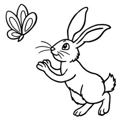 Rabbit line art coloring page 
