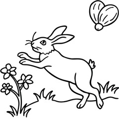 Rabbit line art coloring page 
