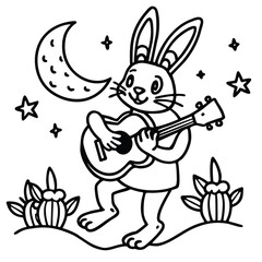 Rabbit line art coloring page 