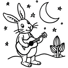 Rabbit line art coloring page 