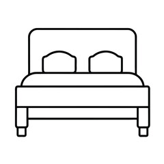 outline icon of double bed line art for accommod