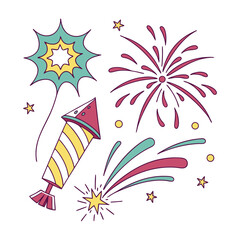 Obraz premium Festive fireworks and sparkling stars celebration explosion