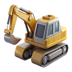 Heavy Excavator Machinery Isolated on Transparent Background