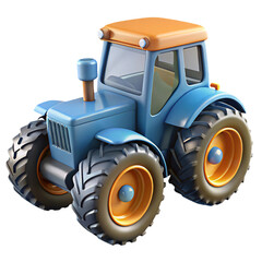 Heavy Wheeled Tractor Machinery Isolated on Transparent Background
