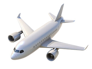 White Passenger Airplane Flying in Clear Sky on Isolated Background