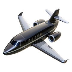 Modern Black Executive Business Jet Flying in Clear Sky