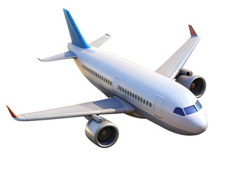 Wide-Body Passenger Airliner Flying on Transparent Background