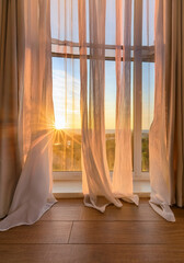 Sheer Curtains with Sunset Light