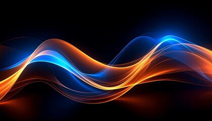 Abstract glowing waves of orange and blue