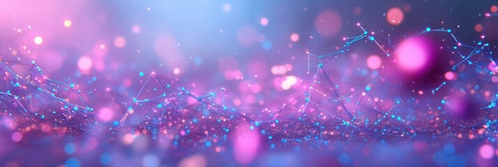 Futuristic abstract network with blue and pink glow