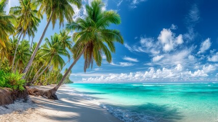 ビーチに生えたヤシの木