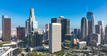 Los Angeles city. LA downtown aerial view. Los Angeles skyline. LA streets. Los Angeles from a top...