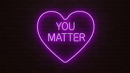 Neon heart-shaped sign with message - Powered by Adobe