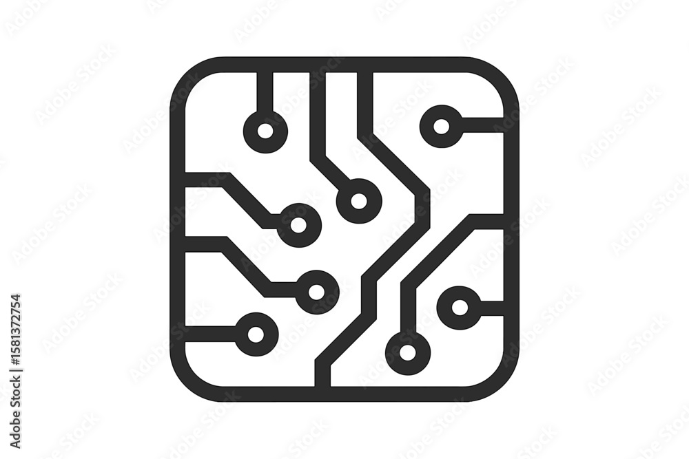 Poster artificial intelligence chip icon. circuit board symbol. microchip processor design. vector illustra