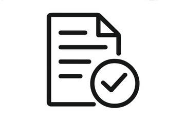 Document approval icon. File with check mark symbol. Verified contract. Approved report. Legal document certified. Paper form accepted. Official paperwork validated icon