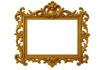 Ornate golden baroque frame featuring delicate scrollwork, highlighting artwork with transparent background
