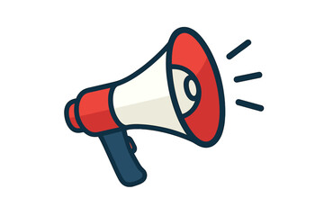 Megaphone loudspeaker icon for announcements and public alerts. Flat vector bullhorn speaker for advertising, communication, business promotion, marketing, news and notifications